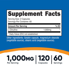 Close-up of L-Citrulline 500mg capsules