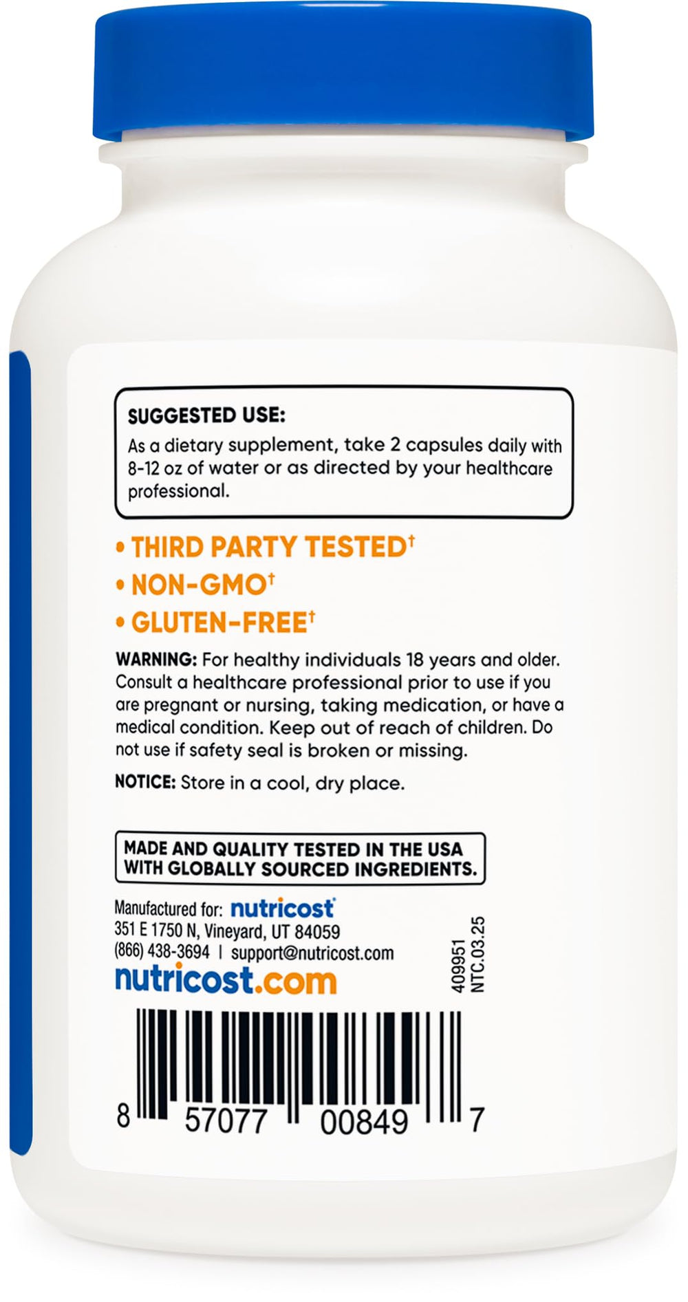 Serving size and servings information for L-Citrulline