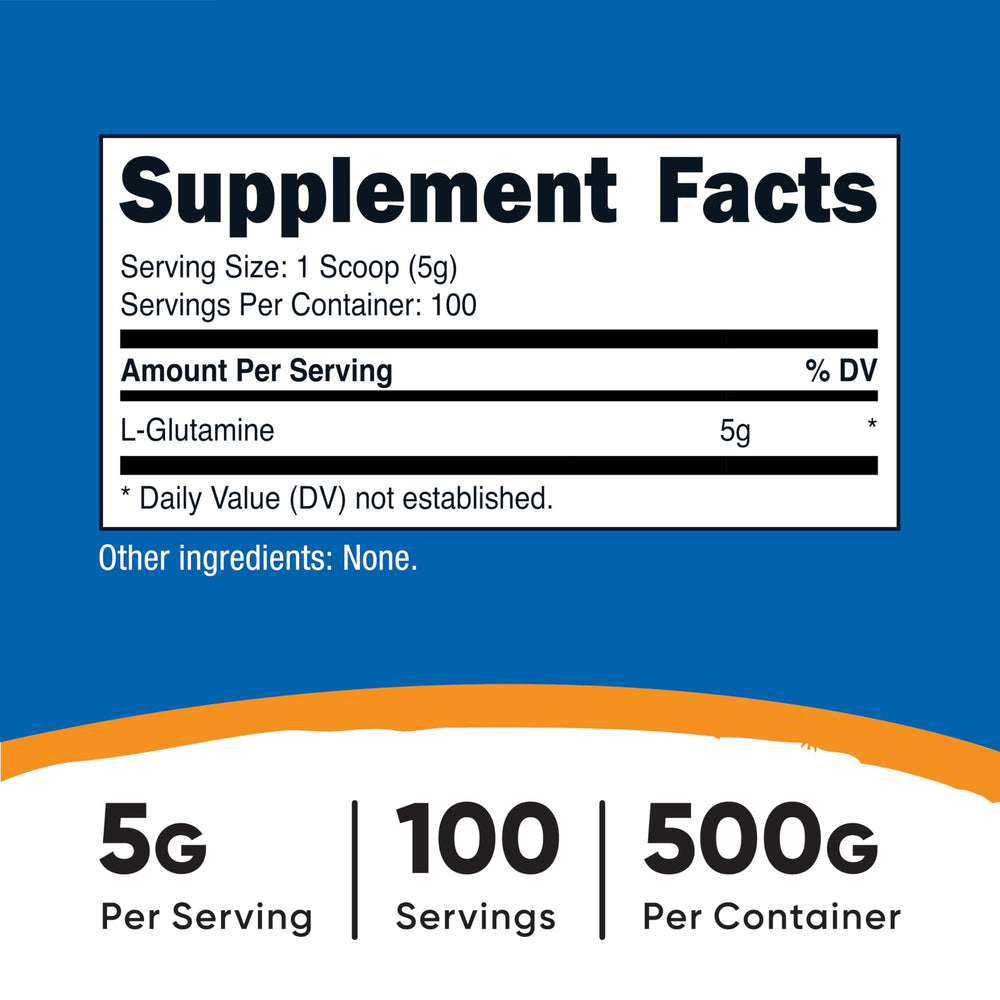 Nutricost L-Glutamine 500g bottle front view