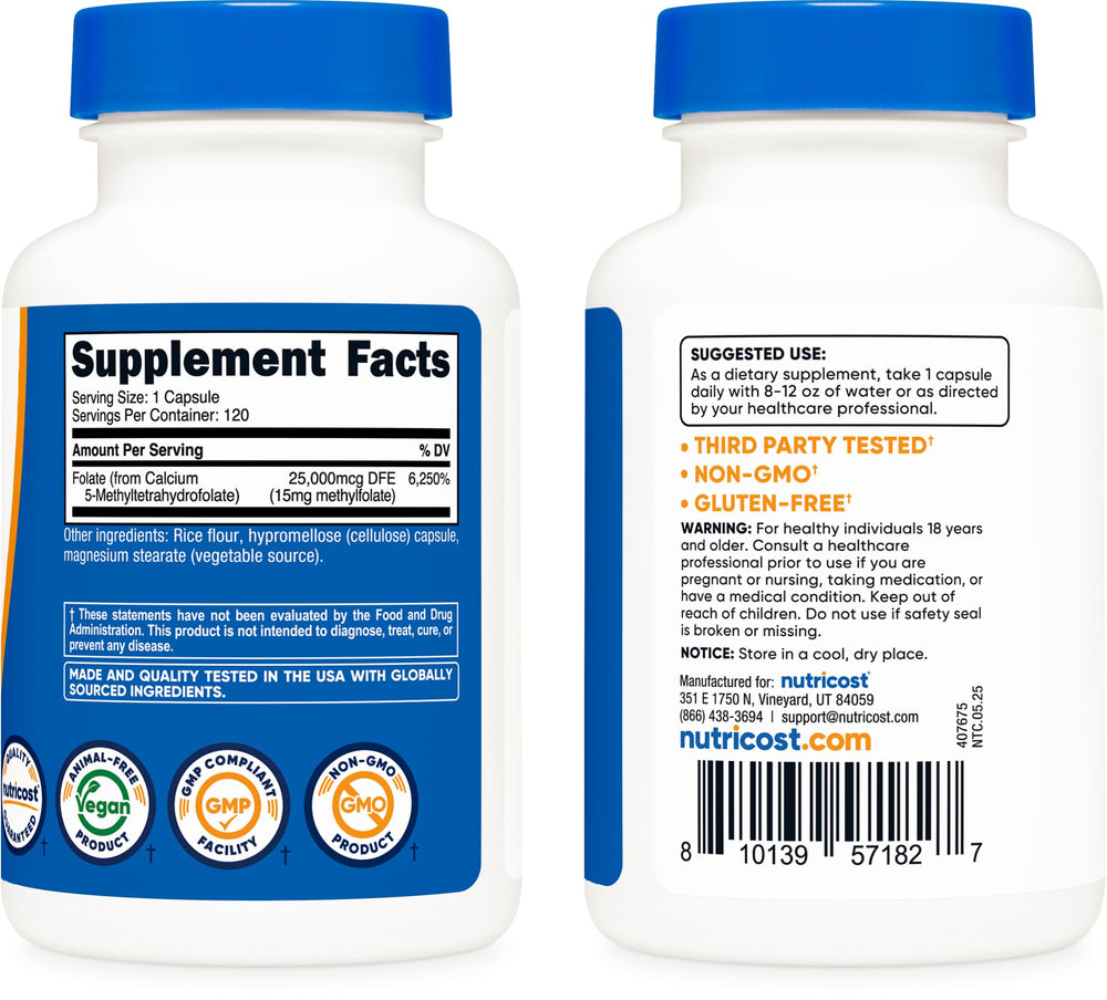 Close-up of 15mg per serving information on bottle
