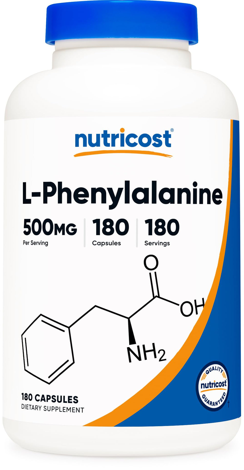 Nutricost L-Phenylalanine 500mg 180-capsule bottle