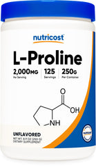 Nutricost L-Proline powder bottle for daily supplement routine