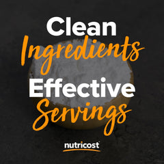 Nutricost L-Proline powder nutrition label close-up for ingredient transparency