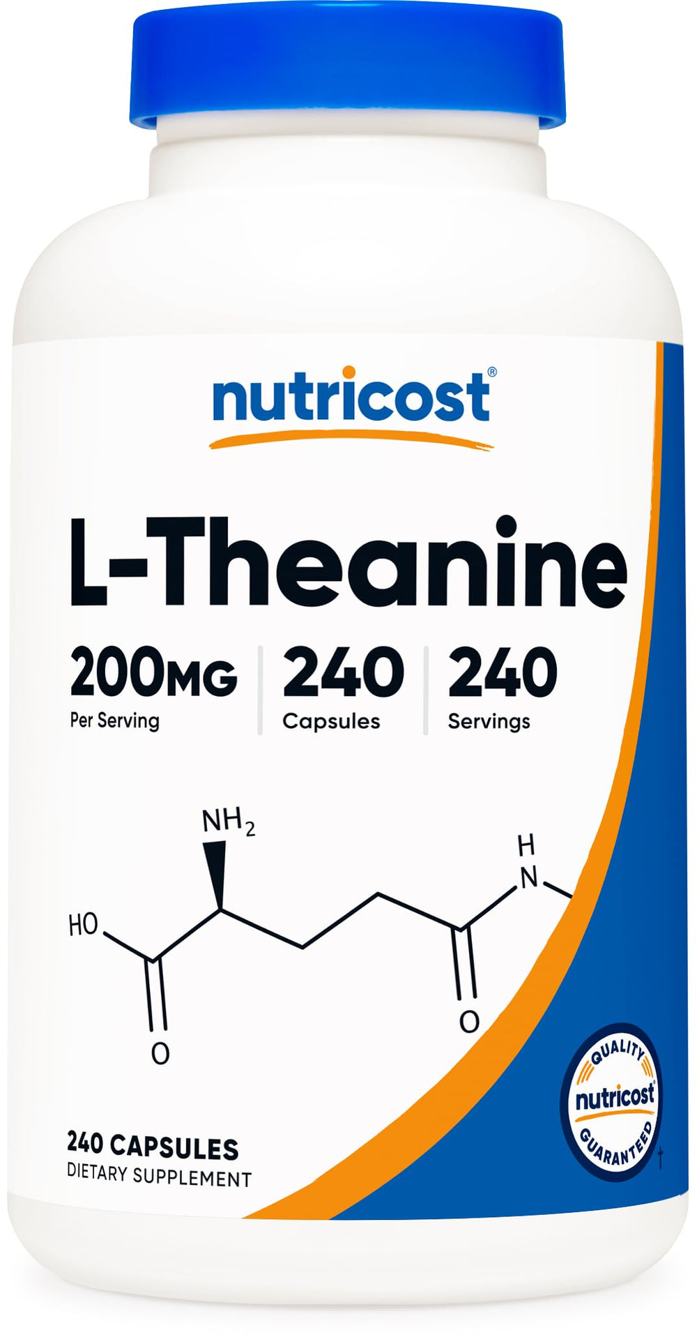 Bottle of Nutricost L-Theanine 200mg, 240 capsules