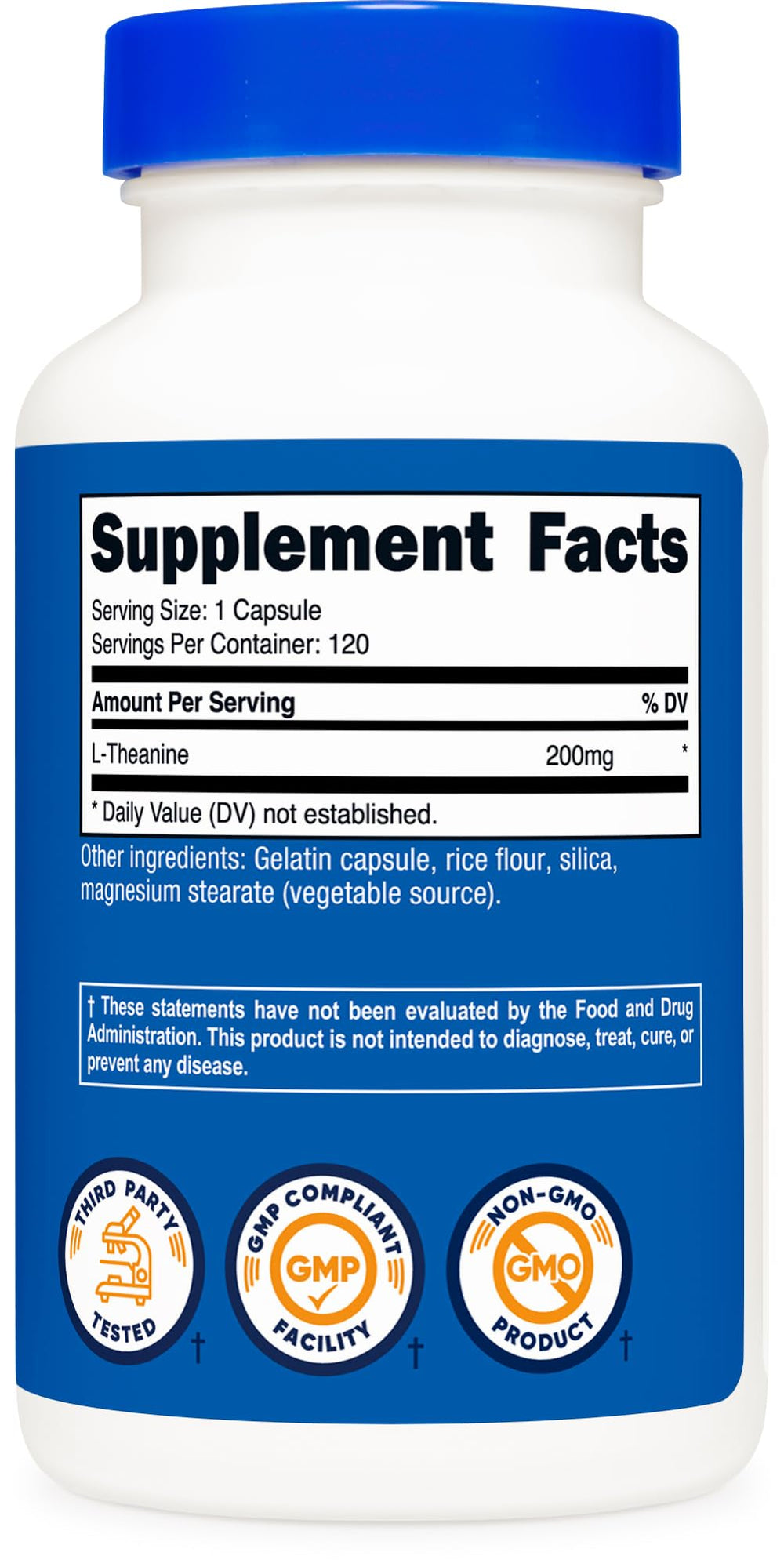 Nutricost L-Theanine bottle on desk; ideal for study or work.