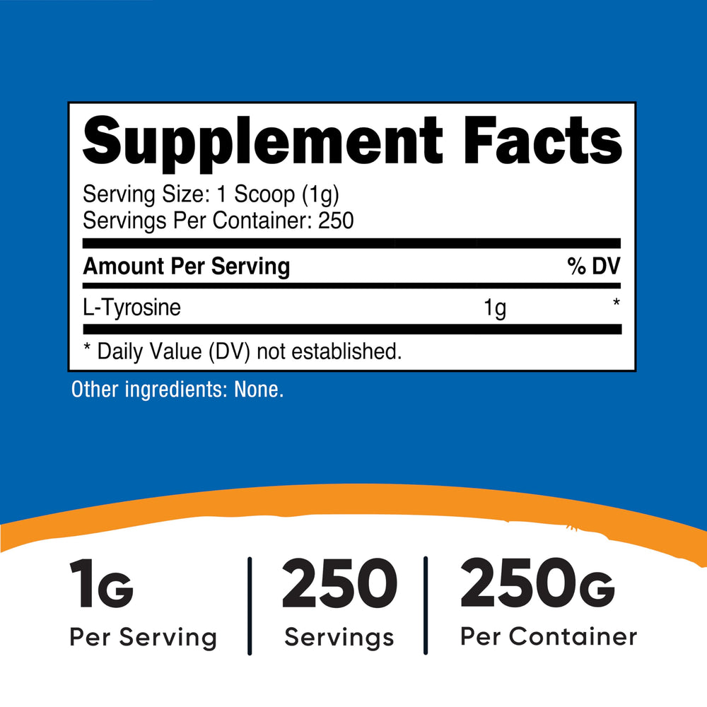 Nutricost L-Tyrosine bottle label close-up
