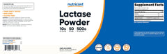 Close-up packaging for Nutricost Lactase Powder 500g