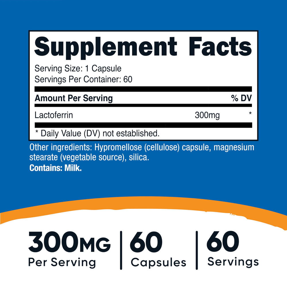 Nutricost Lactoferrin Capsules bottle close-up label