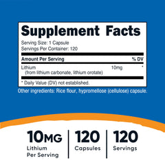 Close-up of Nutricost Lithium Orotate 10mg capsules