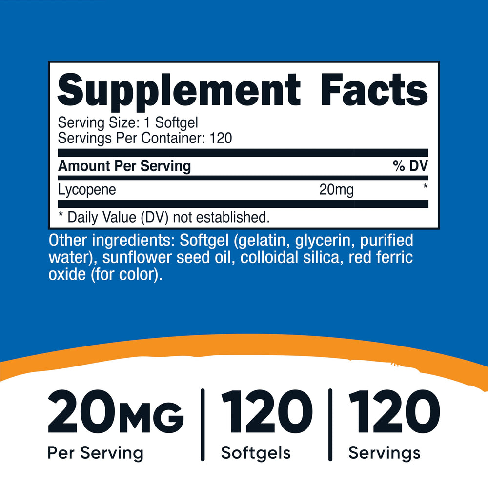 Close-up of Nutricost Lycopene 20mg softgels