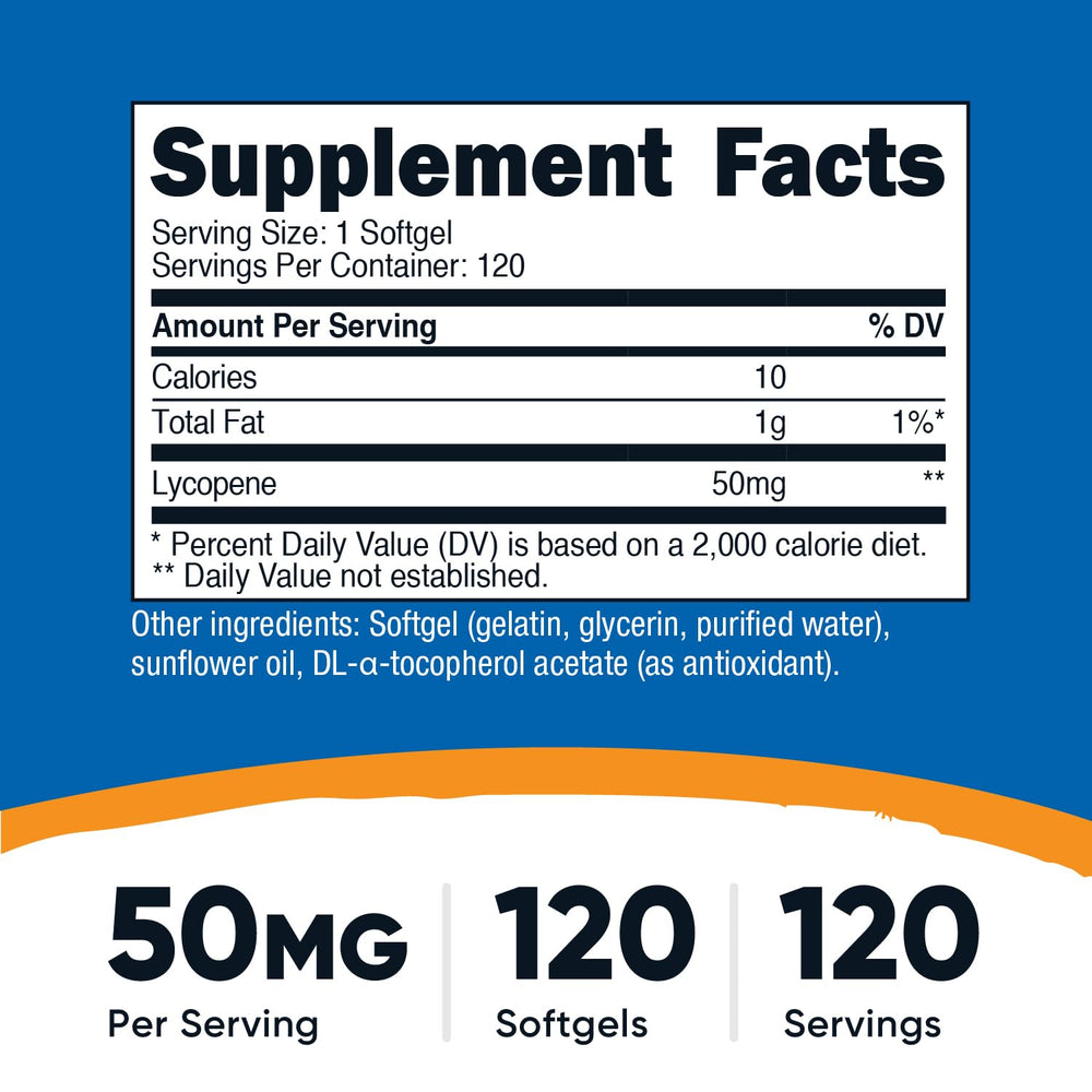 Close-up of Nutricost Lycopene 50mg Softgels bottle
