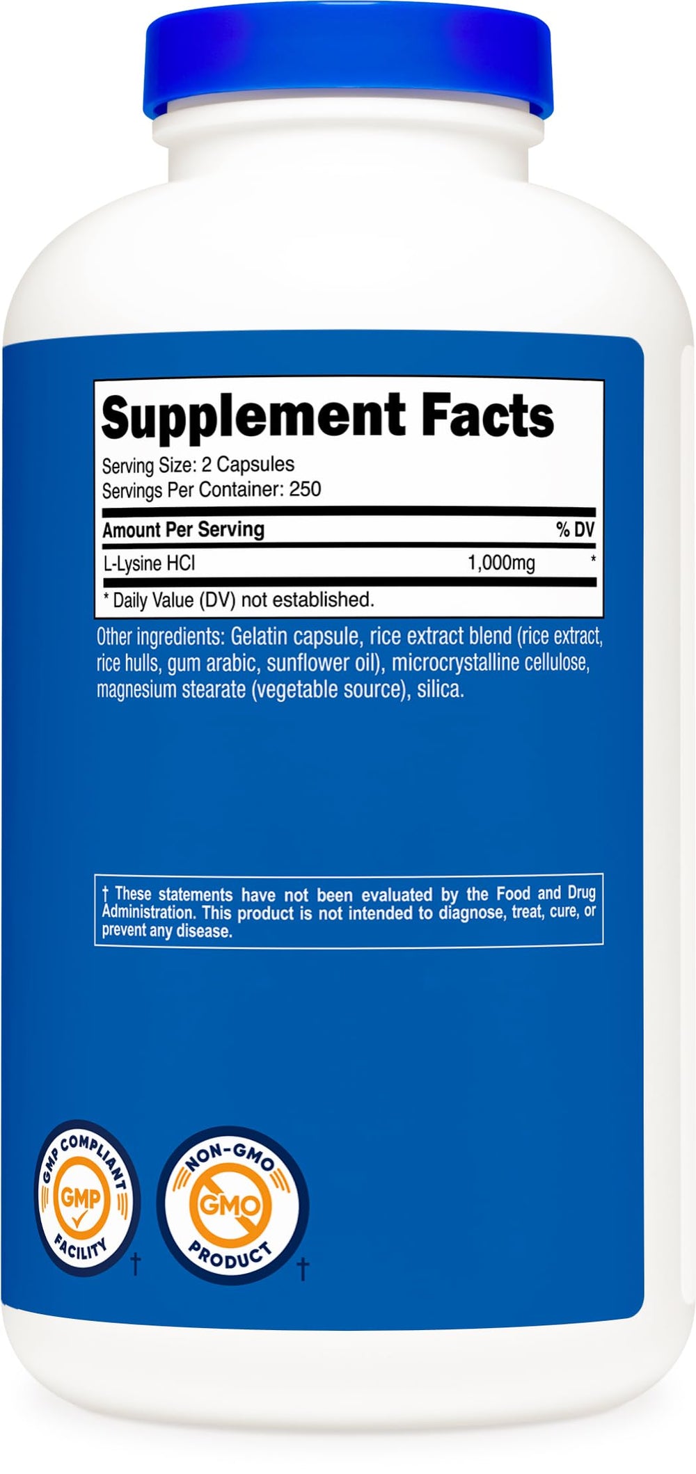L-Lysine supplement facts panel