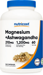 Nutricost Magnesium + Ashwagandha Supplement bottle front view