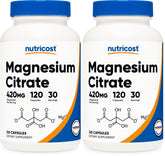 Front view of Nutricost Magnesium Citrate 420mg bottle (pack of 2)
