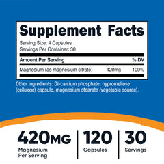 Label showing 30 servings and 120 capsules