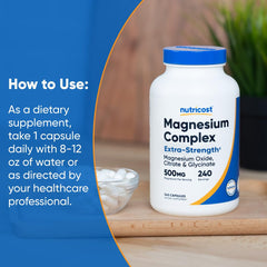Nutrition/serving size information on Nutricost Magnesium Complex bottle