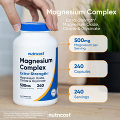 Nutricost Magnesium Complex label detail showing form blend emphasis.