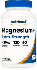 Nutricost Magnesium+ Extra Strength bottle with 120 capsules
