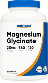 Nutricost Magnesium Glycinate Capsules bottle – 360-count