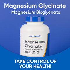 Nutricost Magnesium Glycinate capsules GMP facility logo signaling high manufacturing standards.