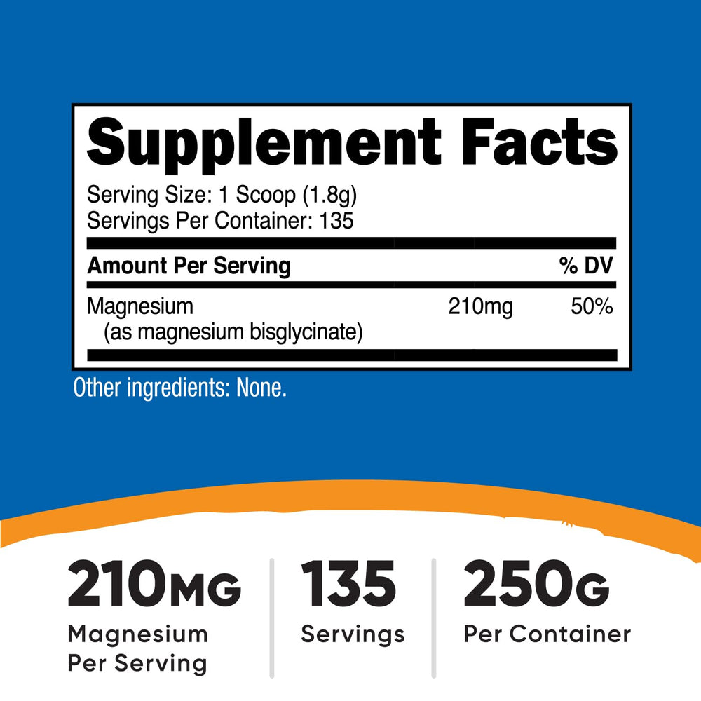 Unflavored magnesium glycinate powder with scoop