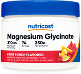Nutricost Magnesium Glycinate Powder Fruit Punch 250g bottle label