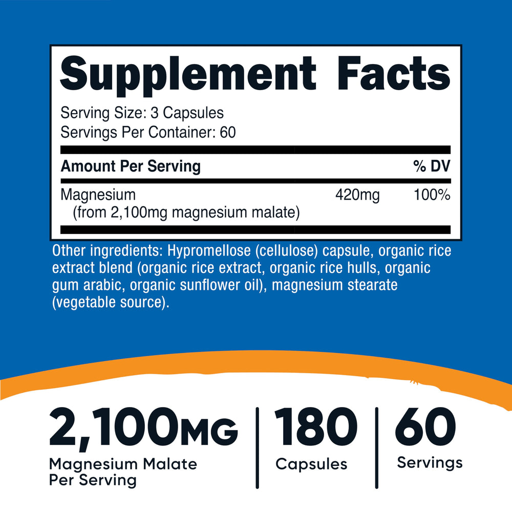 Front view of Nutricost Magnesium Malate bottle