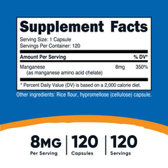 Close-up of Nutricost Manganese 8mg bottle cap