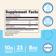 Nutrition facts panel for Nutricost Marine Collagen Powder