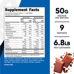 Nutricost Mass Gainer serving scoop showing 50g protein per serving