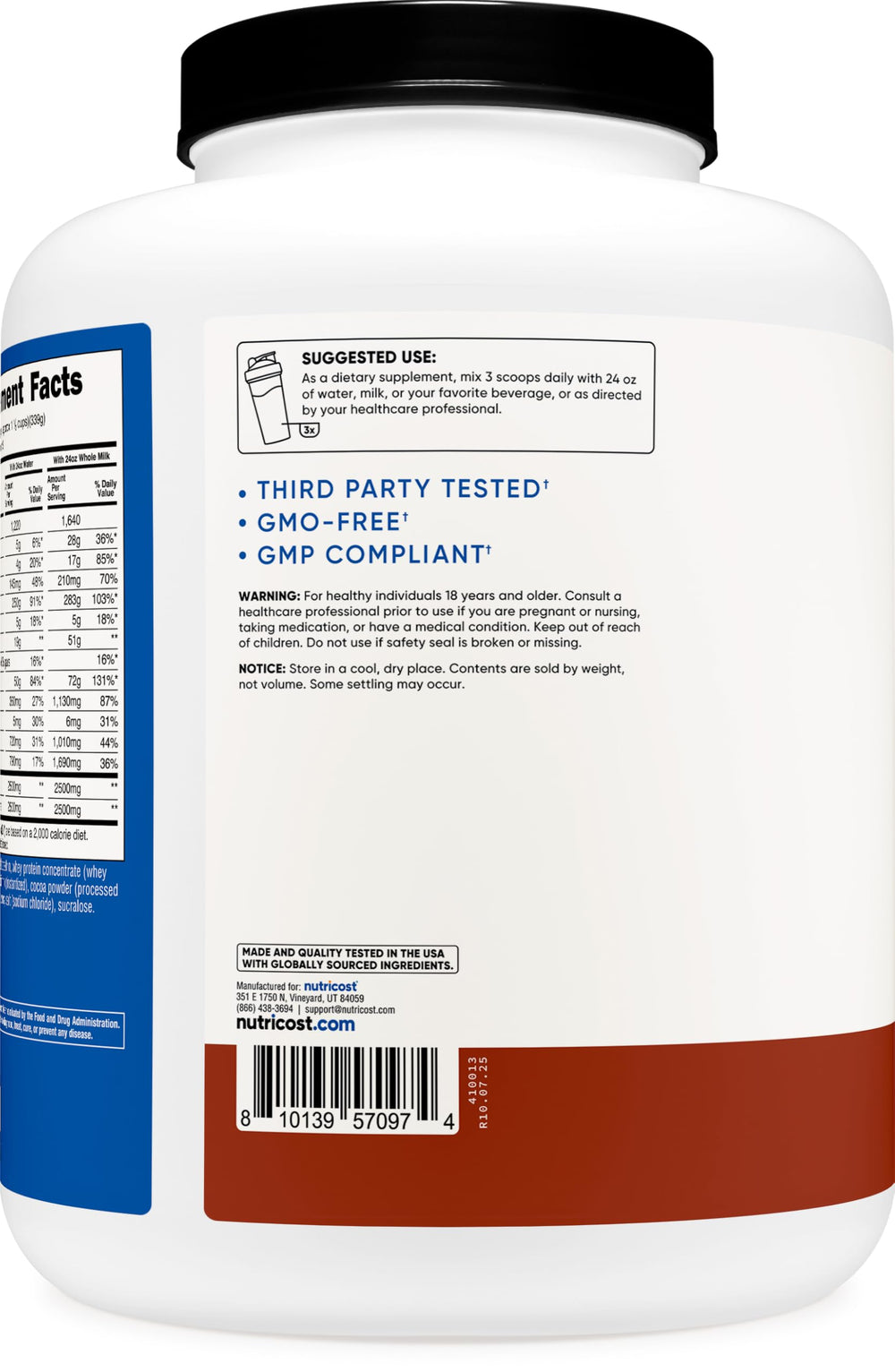 Nutricost Mass Gainer whey protein concentrate ingredient label