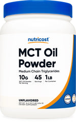 Nutricost MCT Oil Powder 1LB bottle front view
