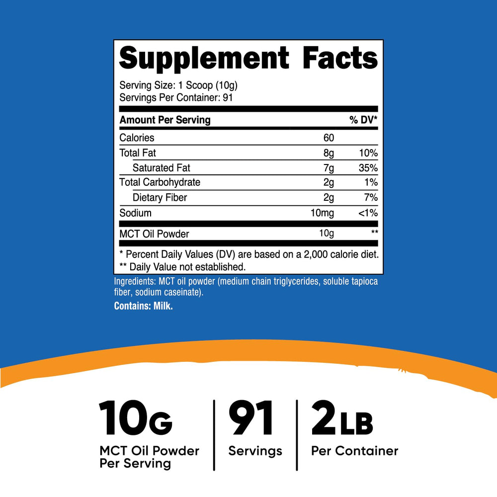 Scooper with Nutricost MCT Oil Powder and label