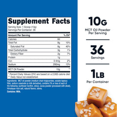Nutrition label for Nutricost MCT Oil Powder Salted Caramel