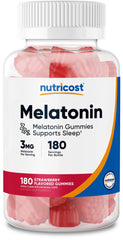 Nutricost Melatonin 3mg Gummies Strawberry 180-count bottle