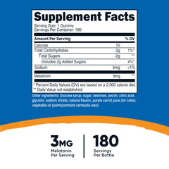 Close-up of Nutricost Melatonin 3mg Gummies Strawberry label