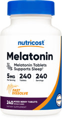 Nutricost Melatonin 5mg Mixed Berry fast-dissolve tablets bottle