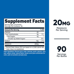 Back of Nutricost Melatonin Gummies bottle with nutrition facts