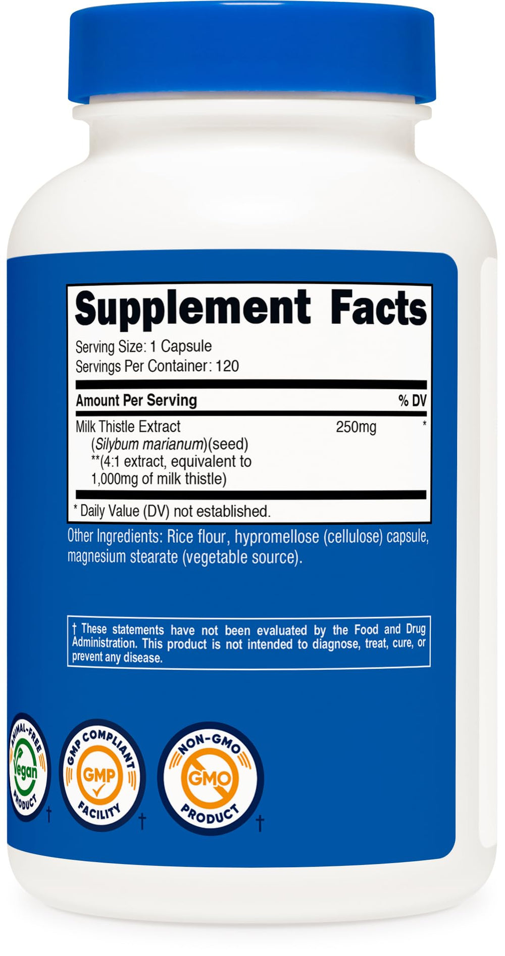 Gluten-free, vegan-friendly Nutricost Milk Thistle supplement