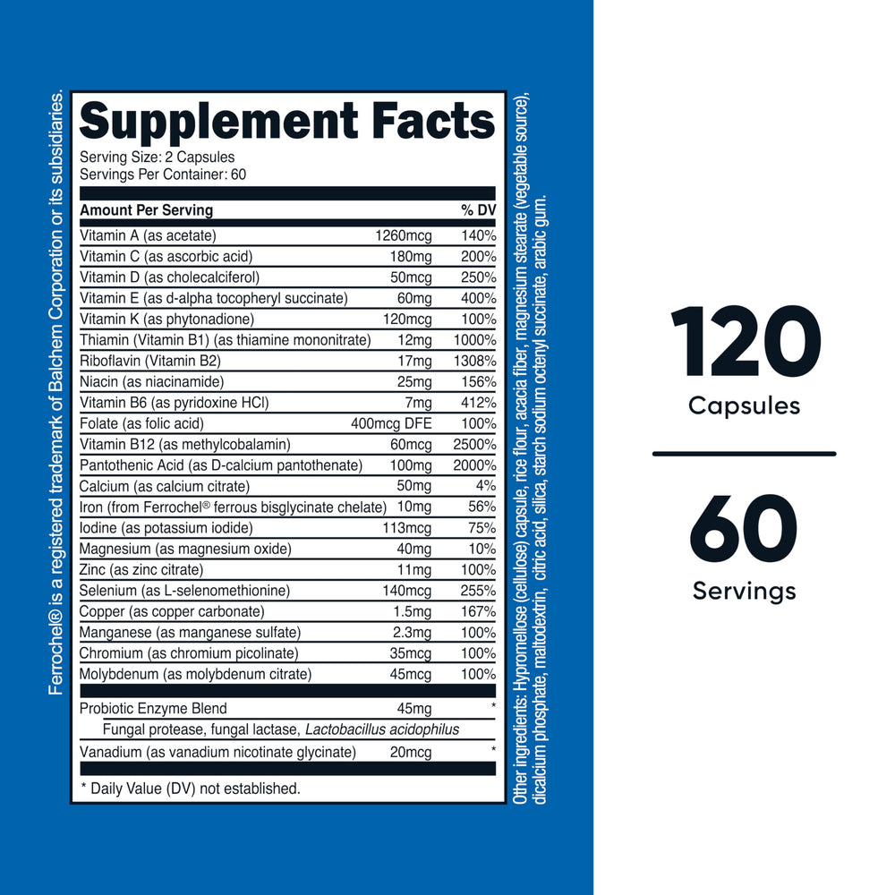 Close-up of Nutricost Multivitamin with Probiotics bottle label