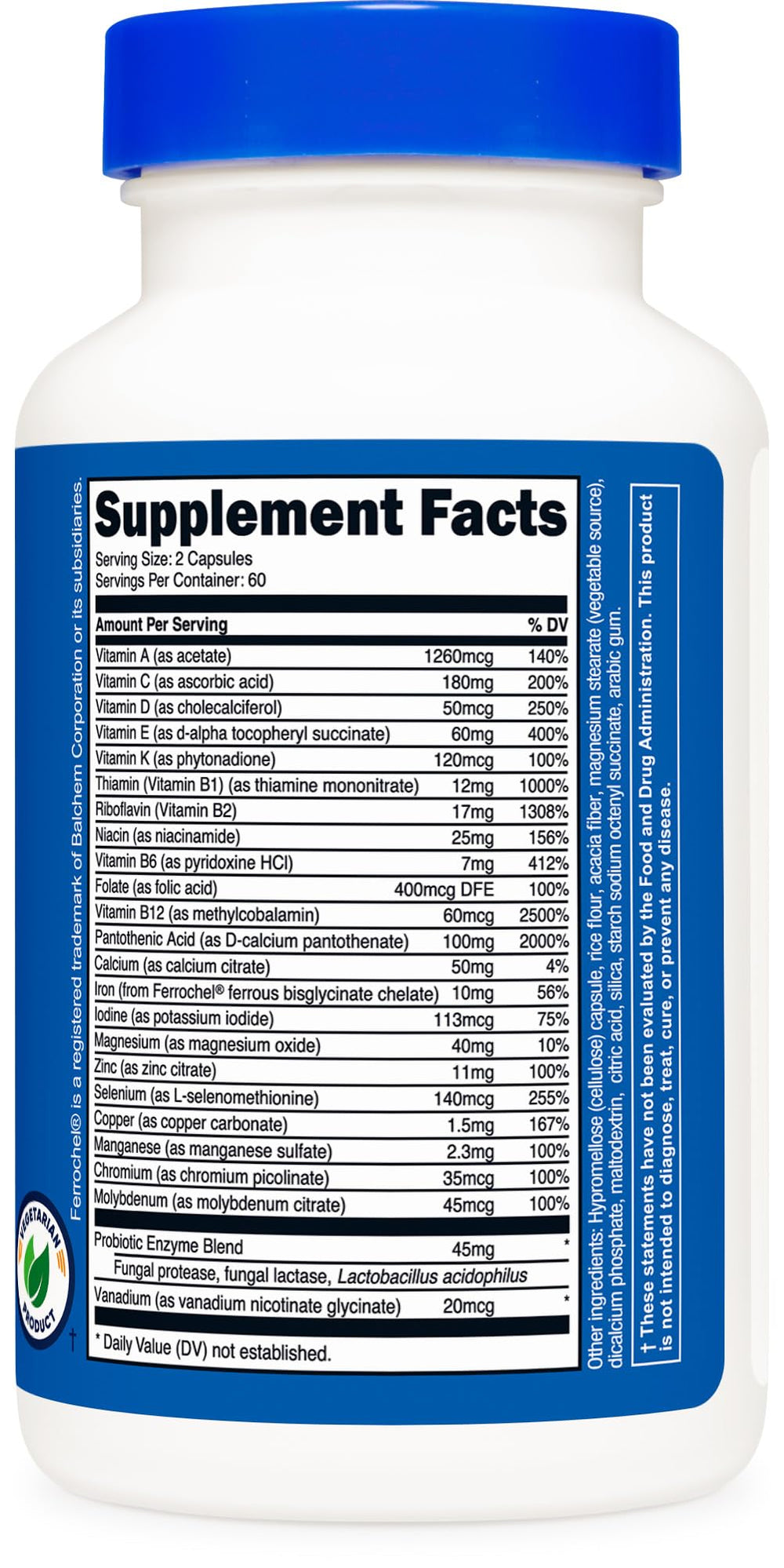 Packaging highlights Vegetarian, Non-GMO, Soy Free, Gluten Free