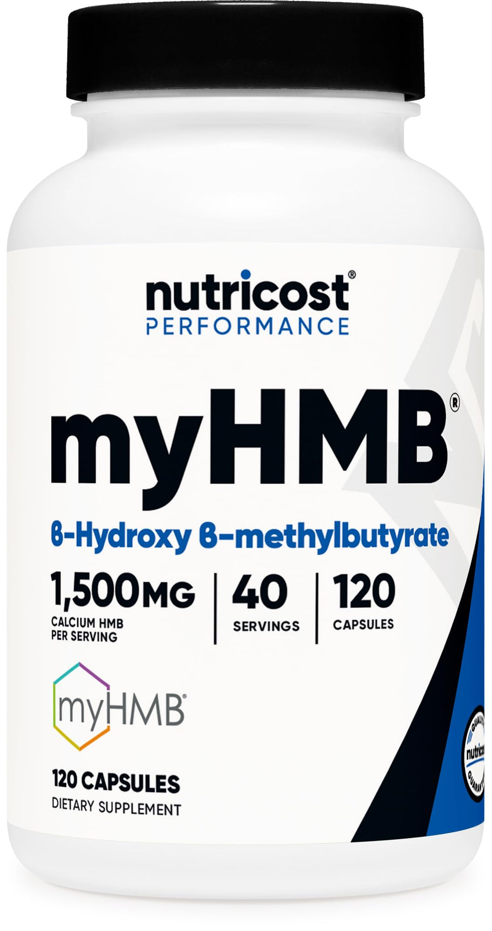 Nutricost myHMB capsules bottle showing 1500mg per serving (hero image)