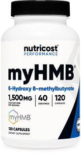 Nutricost myHMB capsules bottle showing 1500mg per serving (hero image)