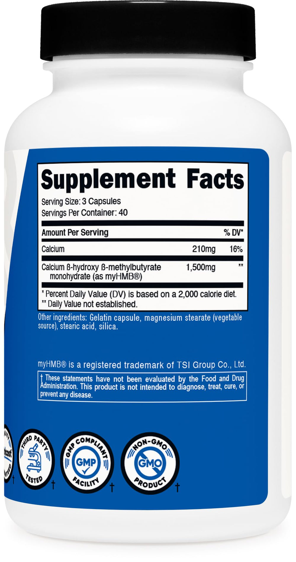 Usage guidelines showing how to take myHMB capsules