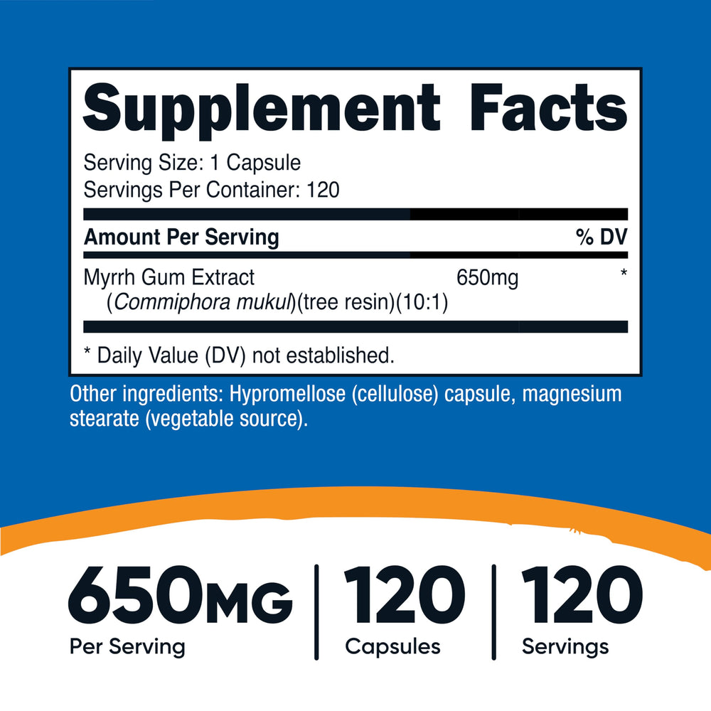 Nutricost Myrrh Extract Capsules bottle label