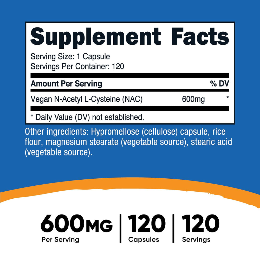Close-up of NAC 600mg capsules