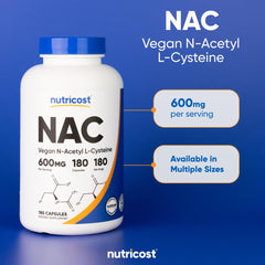 Supplement facts panel for NAC 600mg