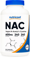 Nutricost NAC 600mg bottle front view highlighting convenient daily supplementation
