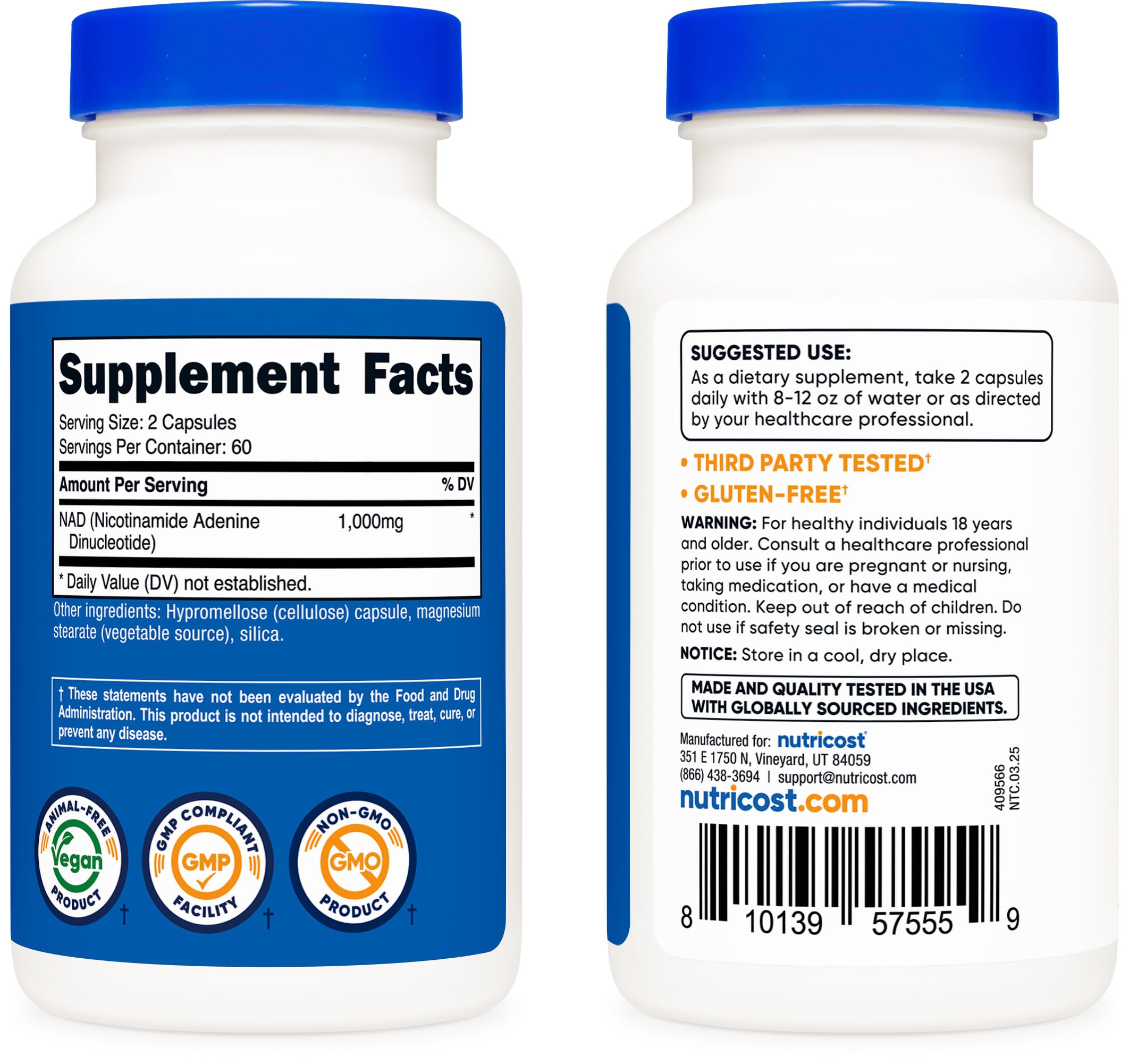 Non-GMO statement on NAD+ supplement label Non-GMO statement on NAD+ supplement label