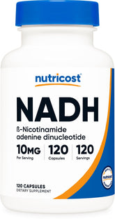 Front view of Nutricost NADH 10mg 120 capsules
